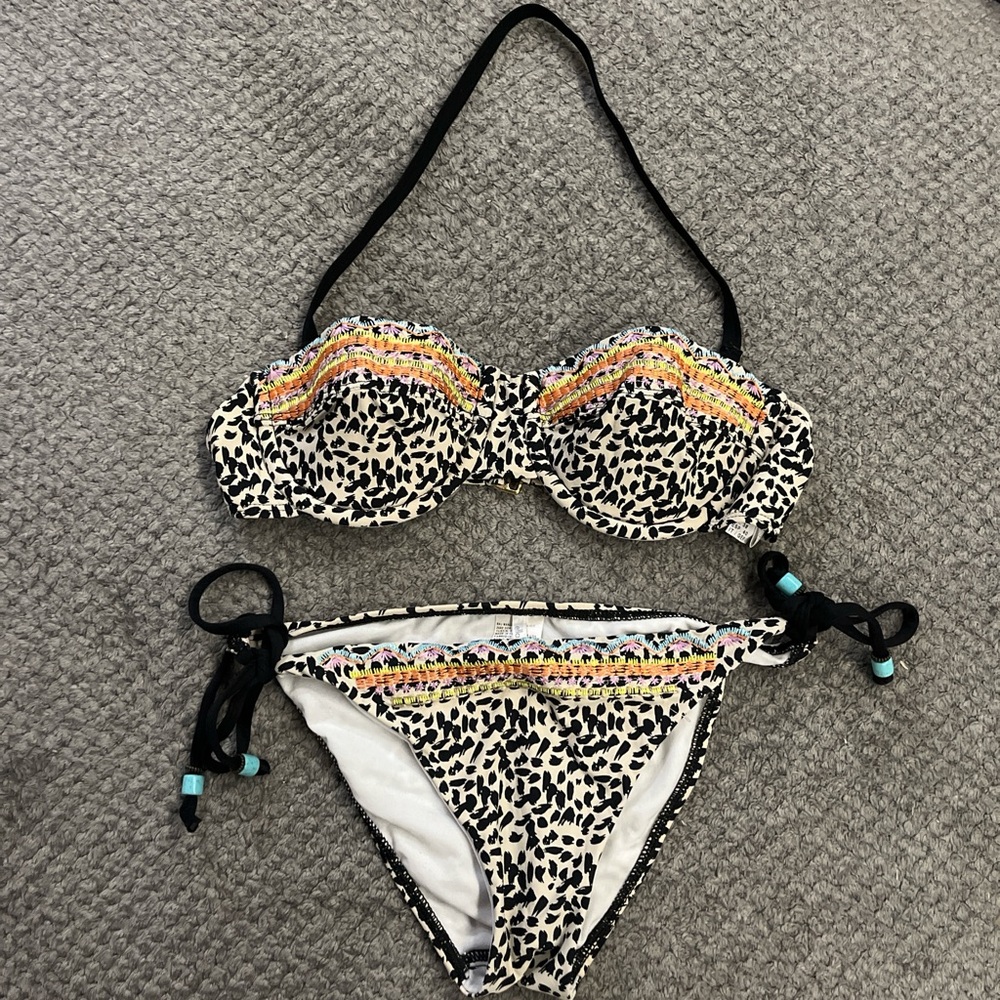 Ella Moss Black and Multicolor Bikini